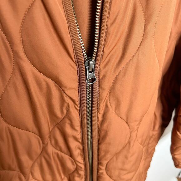 Everlane The Renew Long Lined Quilted Puffer Jacket Womens Large Rust Orange - Picture 8 of 15